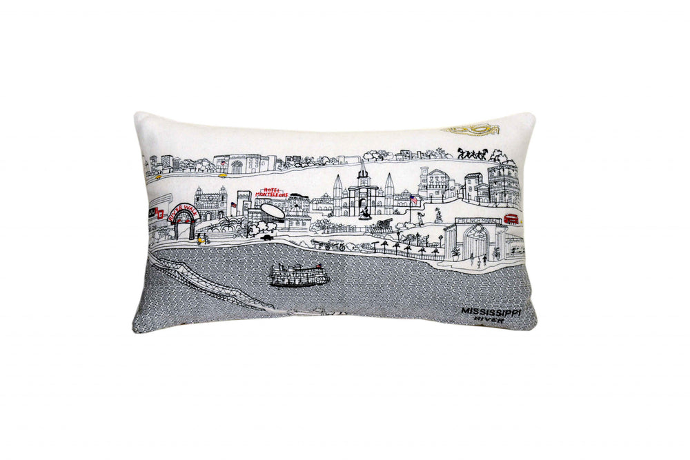 25" White New Orleans Daylight Skyline Lumbar Decorative Pillow - Homeroots - Flyclothing LLC