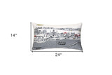 25" White New Orleans Daylight Skyline Lumbar Decorative Pillow - Homeroots