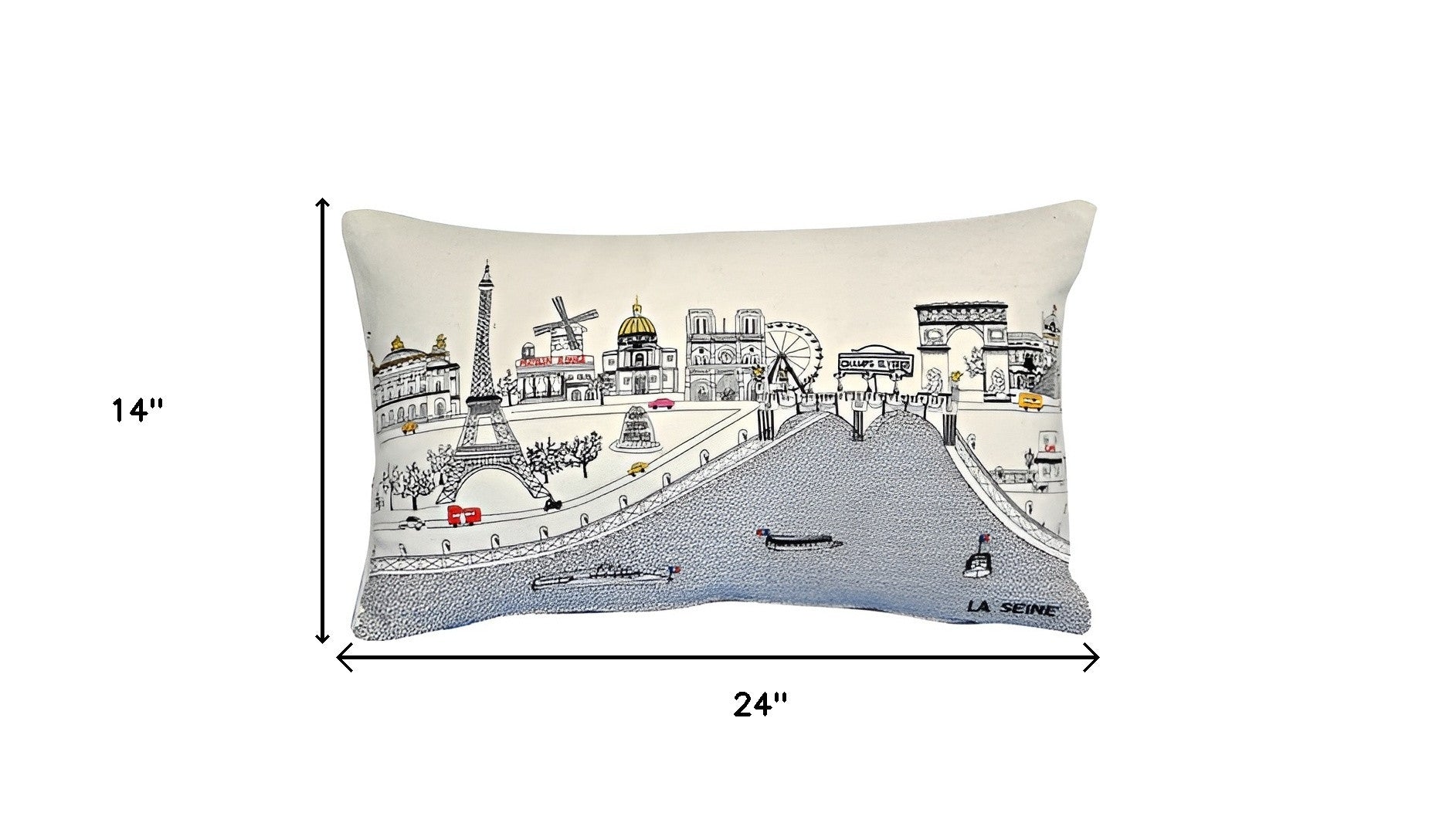 25" White Paris Daylight Skyline Lumbar Decorative Pillow - Homeroots - Flyclothing LLC