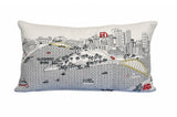 25" White Pittsburgh Daylight Skyline Lumbar Decorative Pillow - Homeroots