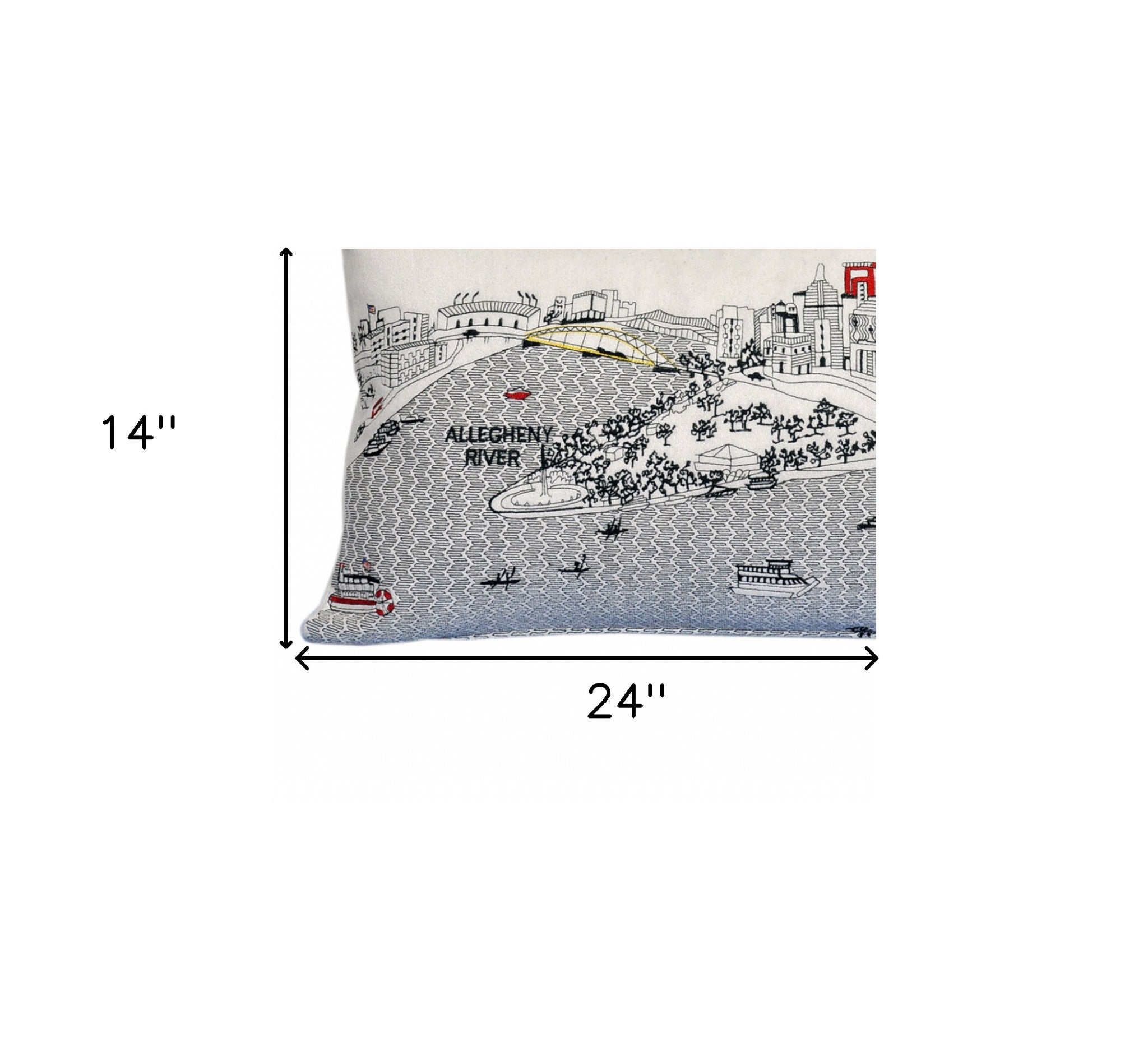 25" White Pittsburgh Daylight Skyline Lumbar Decorative Pillow - Homeroots - Flyclothing LLC