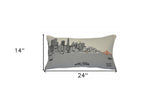 25" White San Francisco Daylight Skyline Lumbar Decorative Pillow
