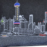 25" Black Shanghai  Nighttime Skyline Lumbar Decorative Pillow