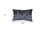 25" Black Shanghai Nighttime Skyline Lumbar Decorative Pillow - Homeroots - Flyclothing LLC