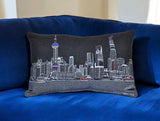 25" Black Shanghai Nighttime Skyline Lumbar Decorative Pillow - Homeroots - Flyclothing LLC