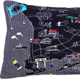 25" Black Jersey Shore Nighttime Skyline Lumbar Decorative Pillow - Homeroots - Flyclothing LLC