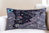 25" Black Jersey Shore Nighttime Skyline Lumbar Decorative Pillow - Homeroots - Flyclothing LLC