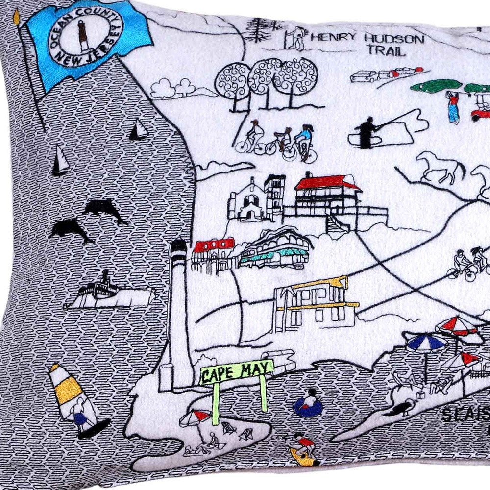 25" White Jersey Shore Daylight Skyline Lumbar Decorative Pillow - Homeroots - Flyclothing LLC