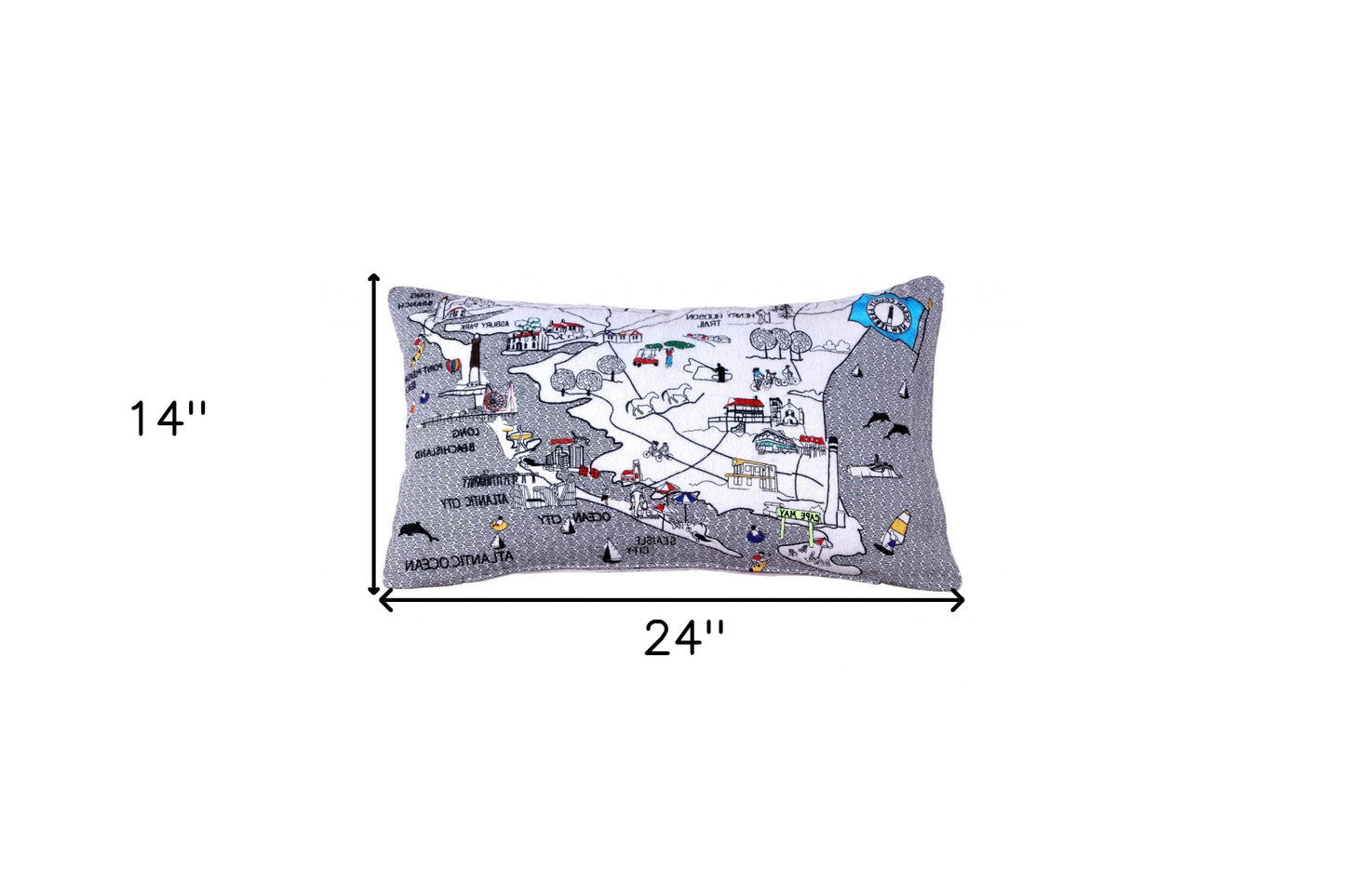 25" White Jersey Shore Daylight Skyline Lumbar Decorative Pillow - Homeroots - Flyclothing LLC