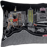 25" Black Tulsa Nighttime Skyline Lumbar Decorative Pillow - Homeroots