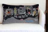 25" Black Tulsa Nighttime Skyline Lumbar Decorative Pillow - Homeroots