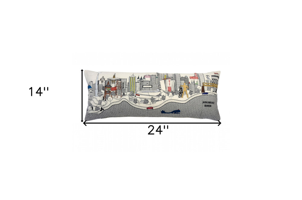 25" White Tulsa Daylight Skyline Lumbar Decorative Pillow - Homeroots - Flyclothing LLC