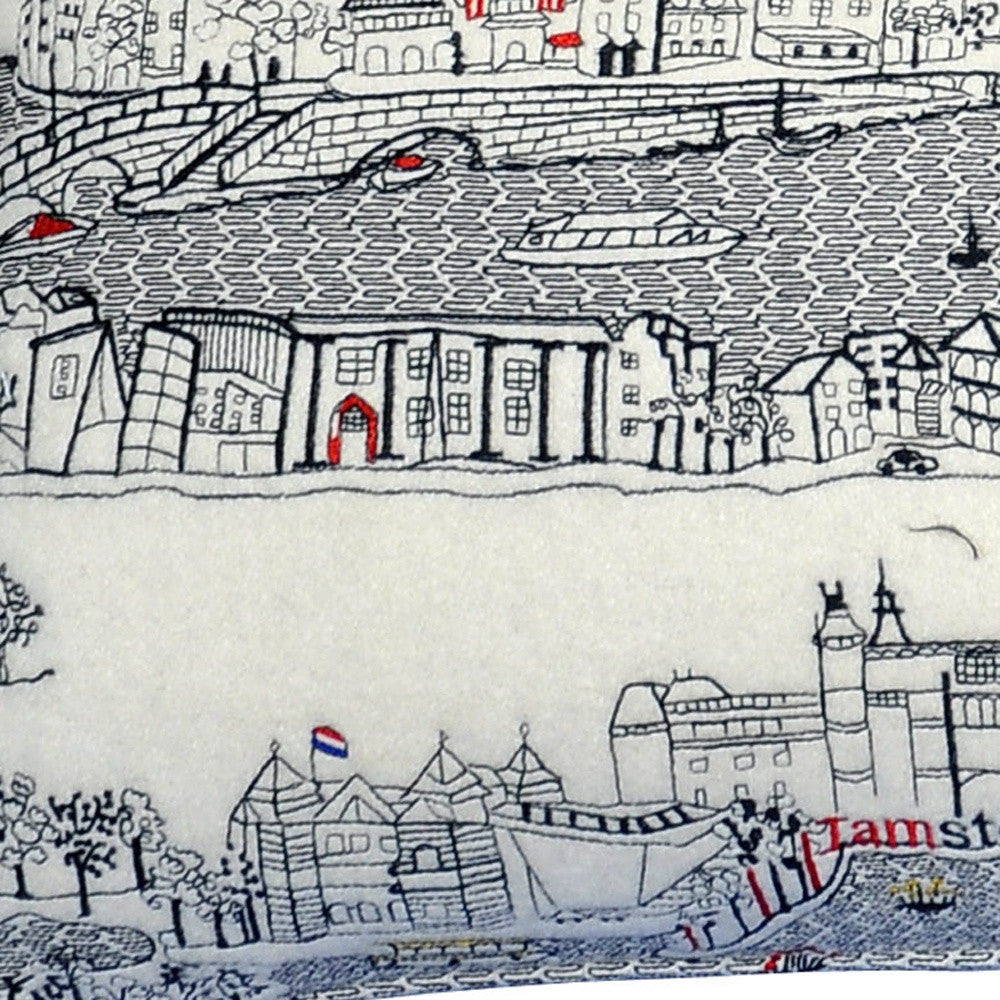 35" White Amsterdam Daylight Skyline Lumbar Decorative Pillow - Homeroots - Flyclothing LLC