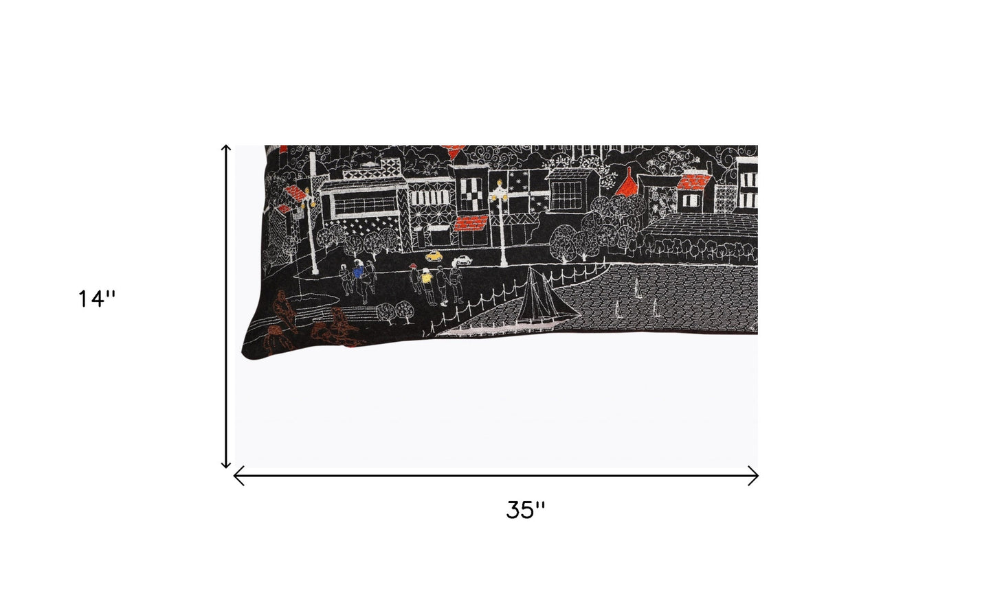 35" Black Annapolis Nighttime Skyline Lumbar Decorative Pillow - Homeroots - Flyclothing LLC