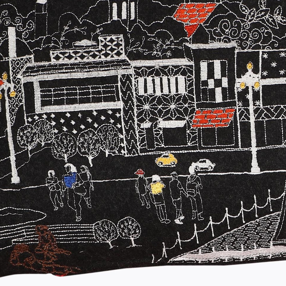 35" Black Annapolis Nighttime Skyline Lumbar Decorative Pillow - Homeroots - Flyclothing LLC