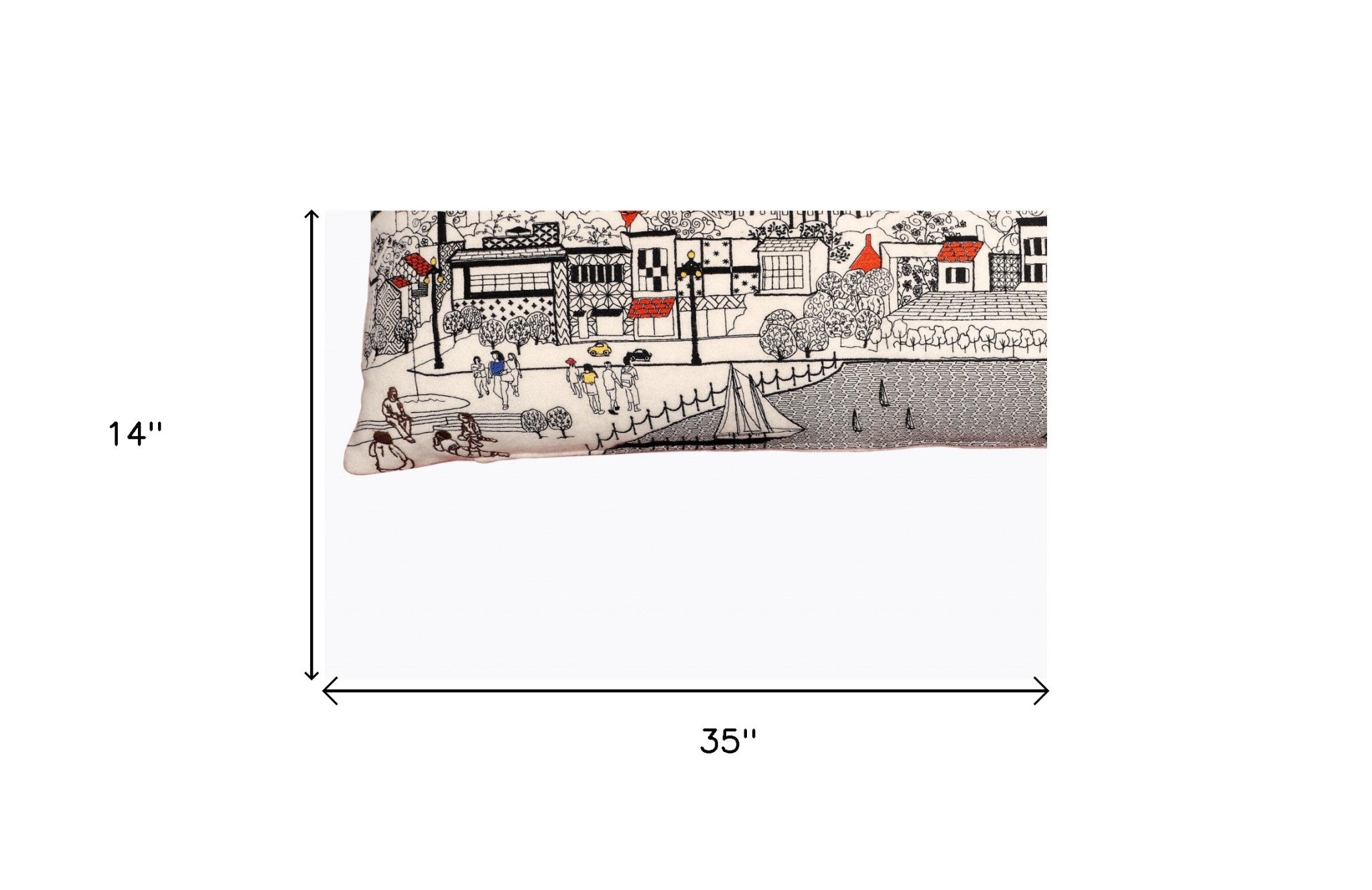 35" White Annapolis Daylight Skyline Lumbar Decorative Pillow - Homeroots - Flyclothing LLC