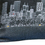 35" Black Atlanta Nighttime Skyline Lumbar Decorative Pillow - Homeroots