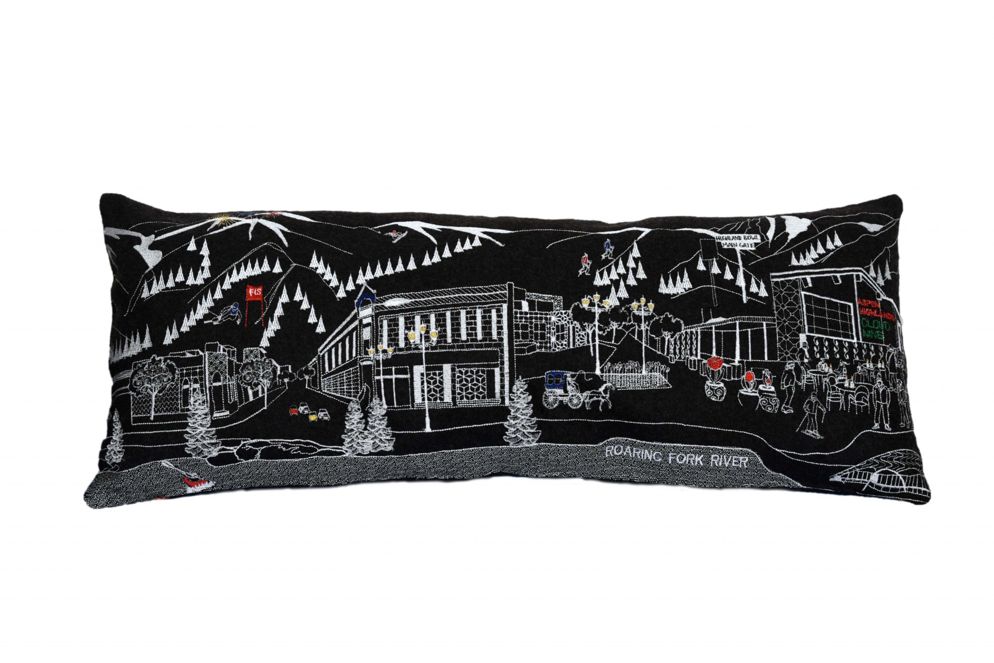 35" Black Aspen Nighttime Skyline Lumbar Decorative Pillow - Homeroots - Flyclothing LLC