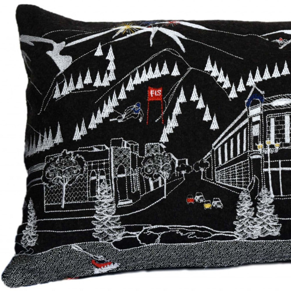 35" Black Aspen Nighttime Skyline Lumbar Decorative Pillow - Homeroots - Flyclothing LLC