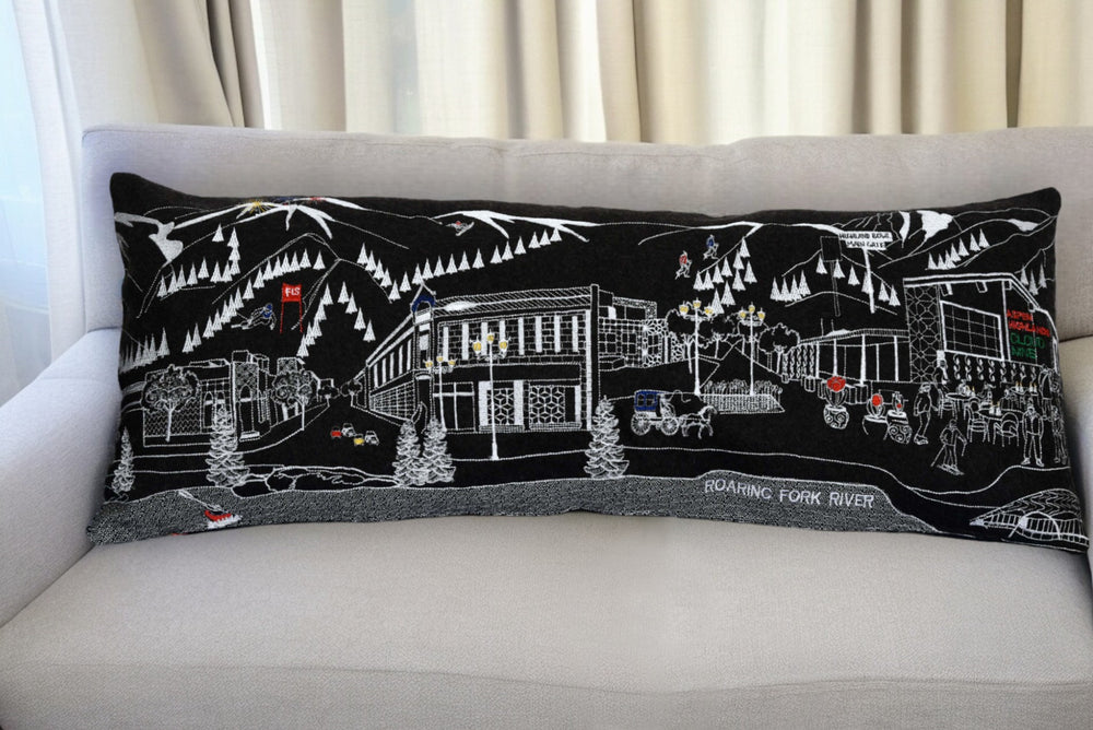 35" Black Aspen Nighttime Skyline Lumbar Decorative Pillow - Homeroots - Flyclothing LLC