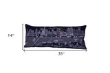 35" Black Austin Nighttime Skyline Lumbar Decorative Pillow - Homeroots