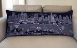 35" Black Austin Nighttime Skyline Lumbar Decorative Pillow - Homeroots