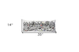 35" White Austin Daylight Skyline Lumbar Decorative Pillow - Homeroots - Flyclothing LLC