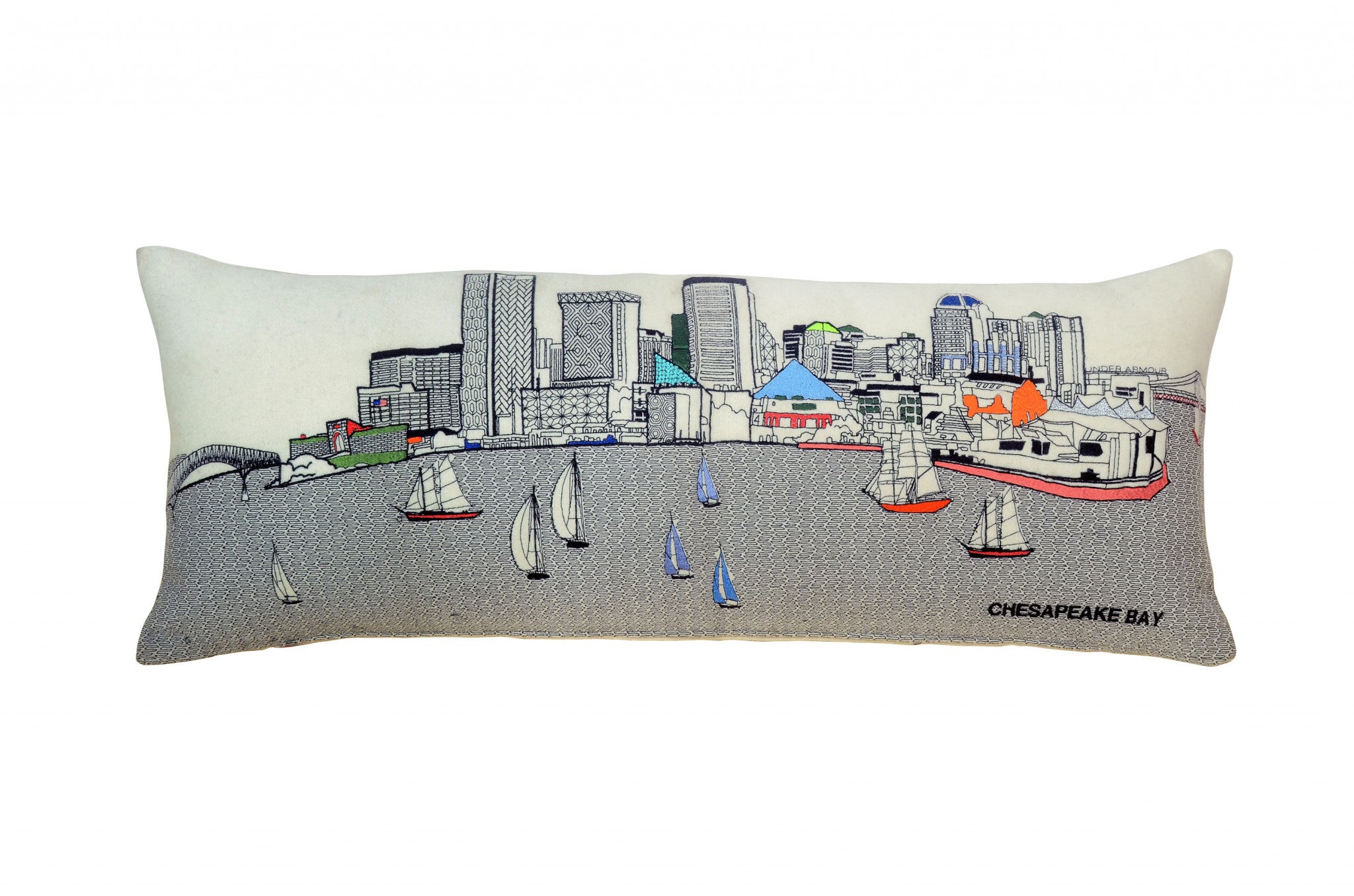 35" White Baltimore Daylight Skyline Lumbar Decorative Pillow - Homeroots - Flyclothing LLC