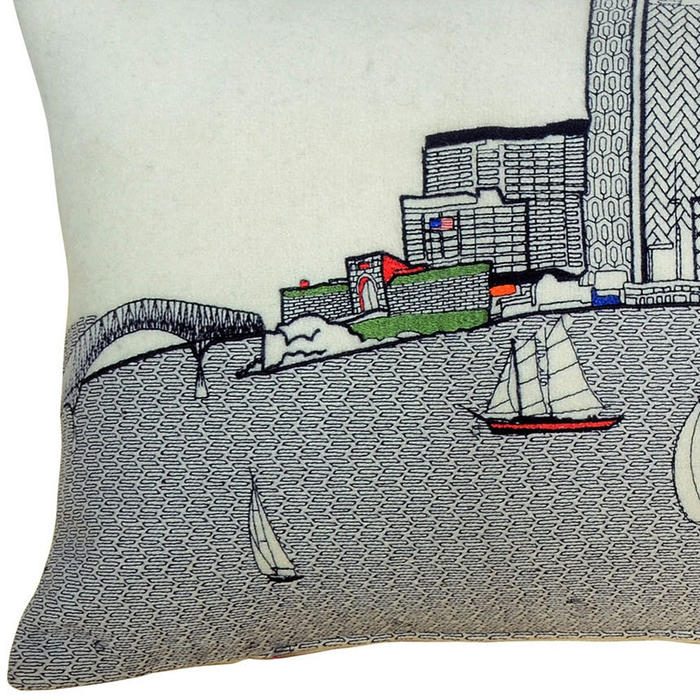 35" White Baltimore Daylight Skyline Lumbar Decorative Pillow - Homeroots - Flyclothing LLC