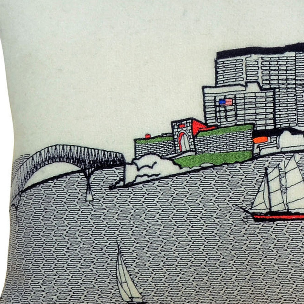 35" White Baltimore Daylight Skyline Lumbar Decorative Pillow - Homeroots - Flyclothing LLC