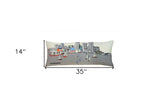 35" White Baltimore Daylight Skyline Lumbar Decorative Pillow - Homeroots - Flyclothing LLC