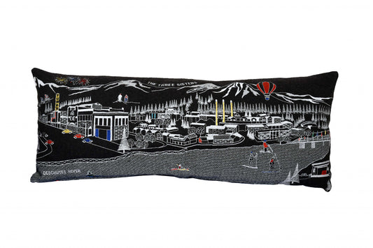 35" Black Bend Nighttime Skyline Lumbar Decorative Pillow - Homeroots