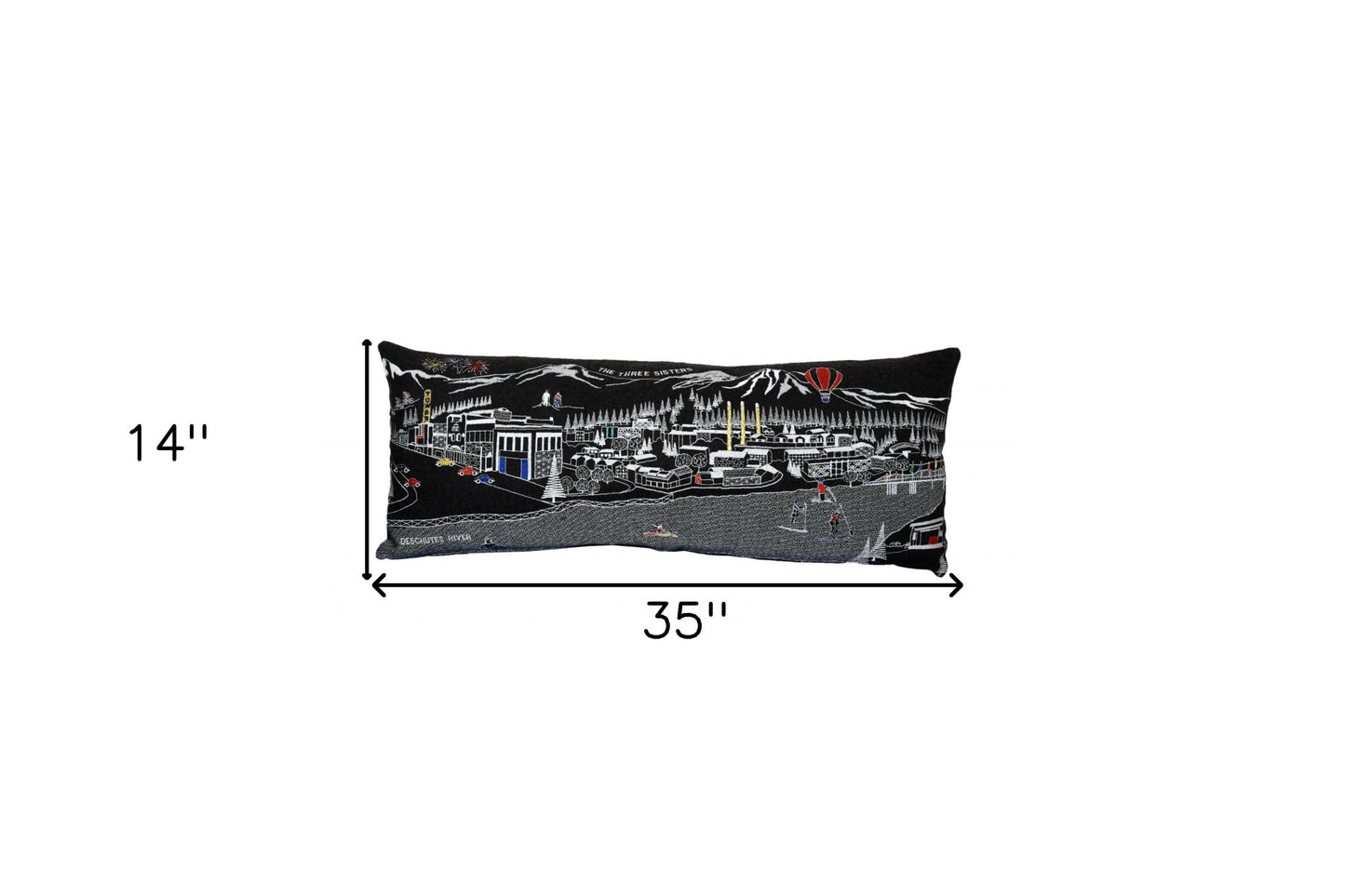 35" Black Bend Nighttime Skyline Lumbar Decorative Pillow - Homeroots - Flyclothing LLC
