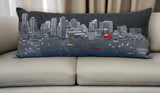 35" Black Boston Nighttime Skyline Lumbar Decorative Pillow - Homeroots - Flyclothing LLC