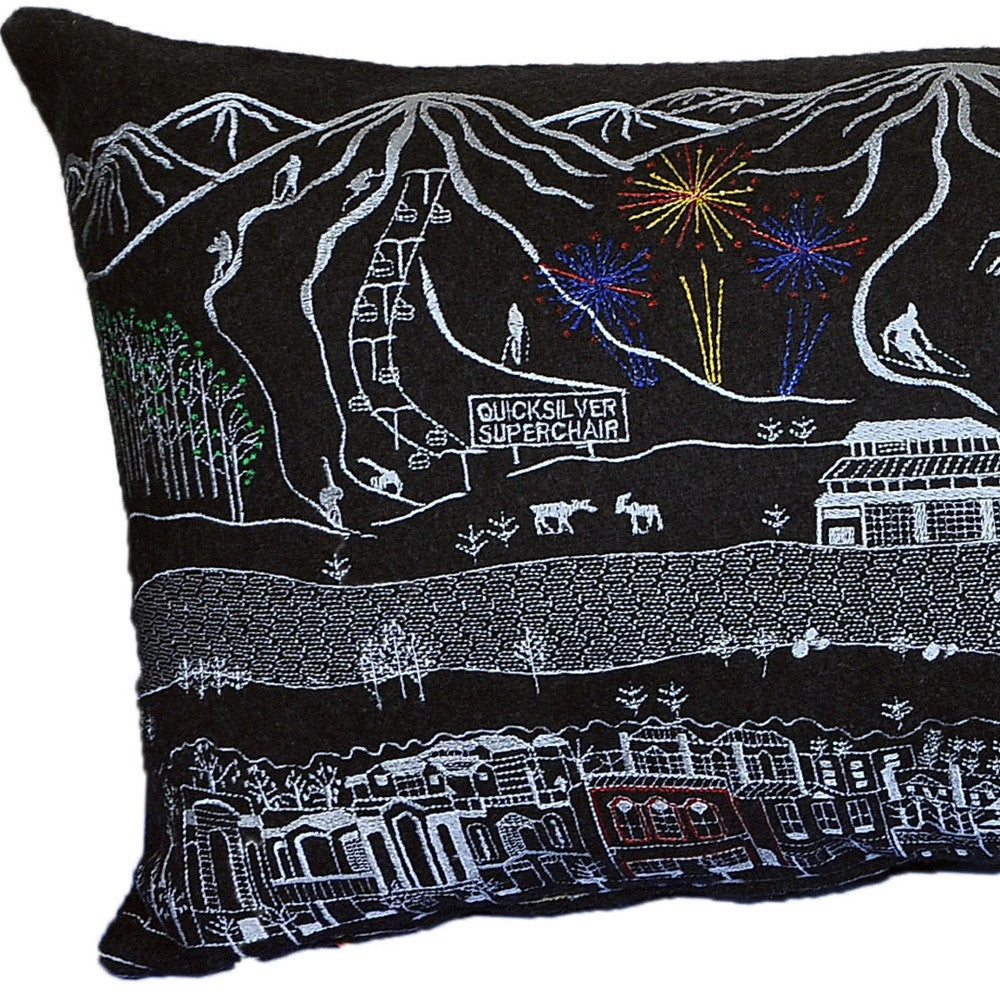 35" Black Breckenridge Nighttime Skyline Lumbar Decorative Pillow - Homeroots - Flyclothing LLC