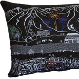 35" Black Breckenridge Nighttime Skyline Lumbar Decorative Pillow - Homeroots