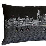 35" Black Charleston Nighttime Skyline Lumbar Decorative Pillow - Homeroots