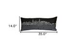 35" Black Charleston Nighttime Skyline Lumbar Decorative Pillow - Homeroots - Flyclothing LLC