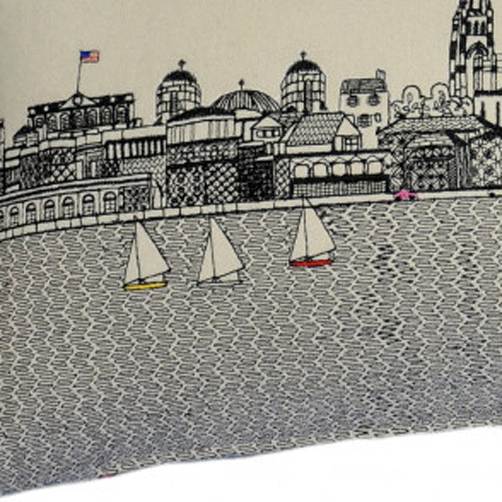 35" White Charleston Daylight Skyline Lumbar Decorative Pillow - Homeroots - Flyclothing LLC