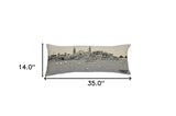35" White Charleston Daylight Skyline Lumbar Decorative Pillow - Homeroots - Flyclothing LLC