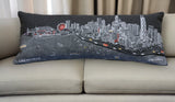 35" Black Chicago Nighttime Skyline Lumbar Decorative Pillow - Homeroots