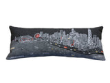 35" Black Chicago Nighttime Skyline Lumbar Decorative Pillow