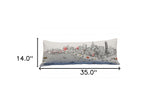 35" White Chicago Daylight Skyline Lumbar Decorative Pillow - Homeroots - Flyclothing LLC