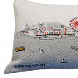 35" White Chicago Daylight Skyline Lumbar Decorative Pillow - Homeroots - Flyclothing LLC