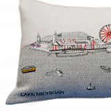 35" White Chicago Daylight Skyline Lumbar Decorative Pillow