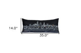 35" Black Cleveland Nighttime Skyline Lumbar Decorative Pillow - Homeroots - Flyclothing LLC