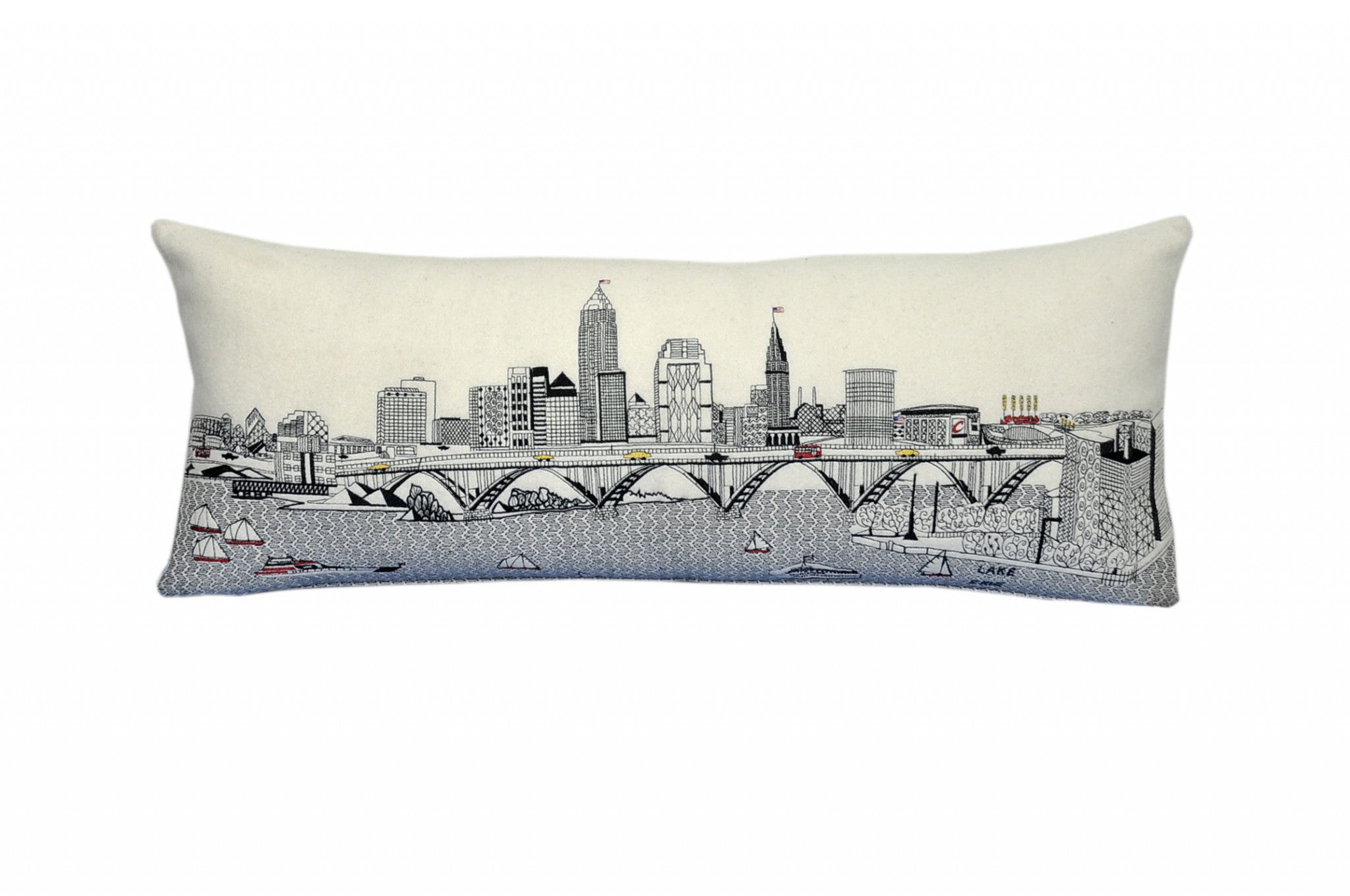 35" White Cleveland Daylight Skyline Lumbar Decorative Pillow - Homeroots - Flyclothing LLC