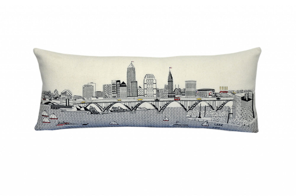 35" White Cleveland Daylight Skyline Lumbar Decorative Pillow - Homeroots - Flyclothing LLC