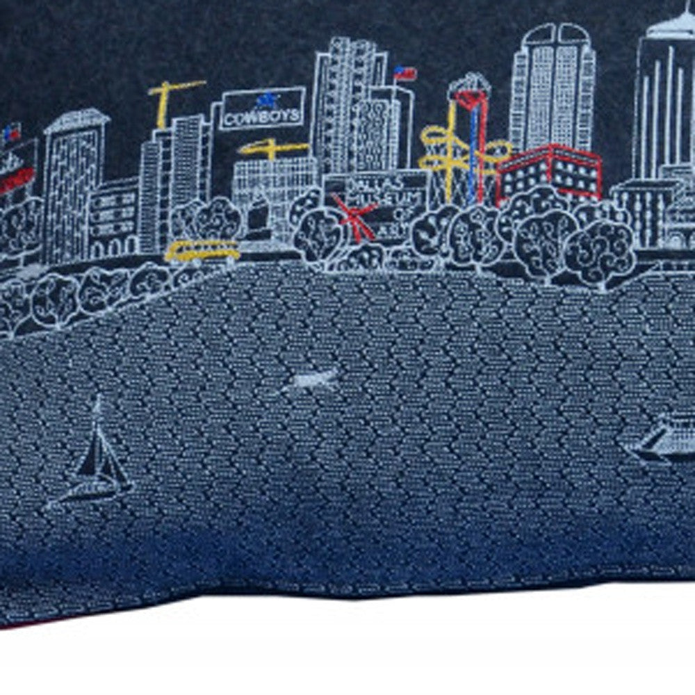 35" Black Dallas Nighttime Skyline Lumbar Decorative Pillow - Homeroots - Flyclothing LLC