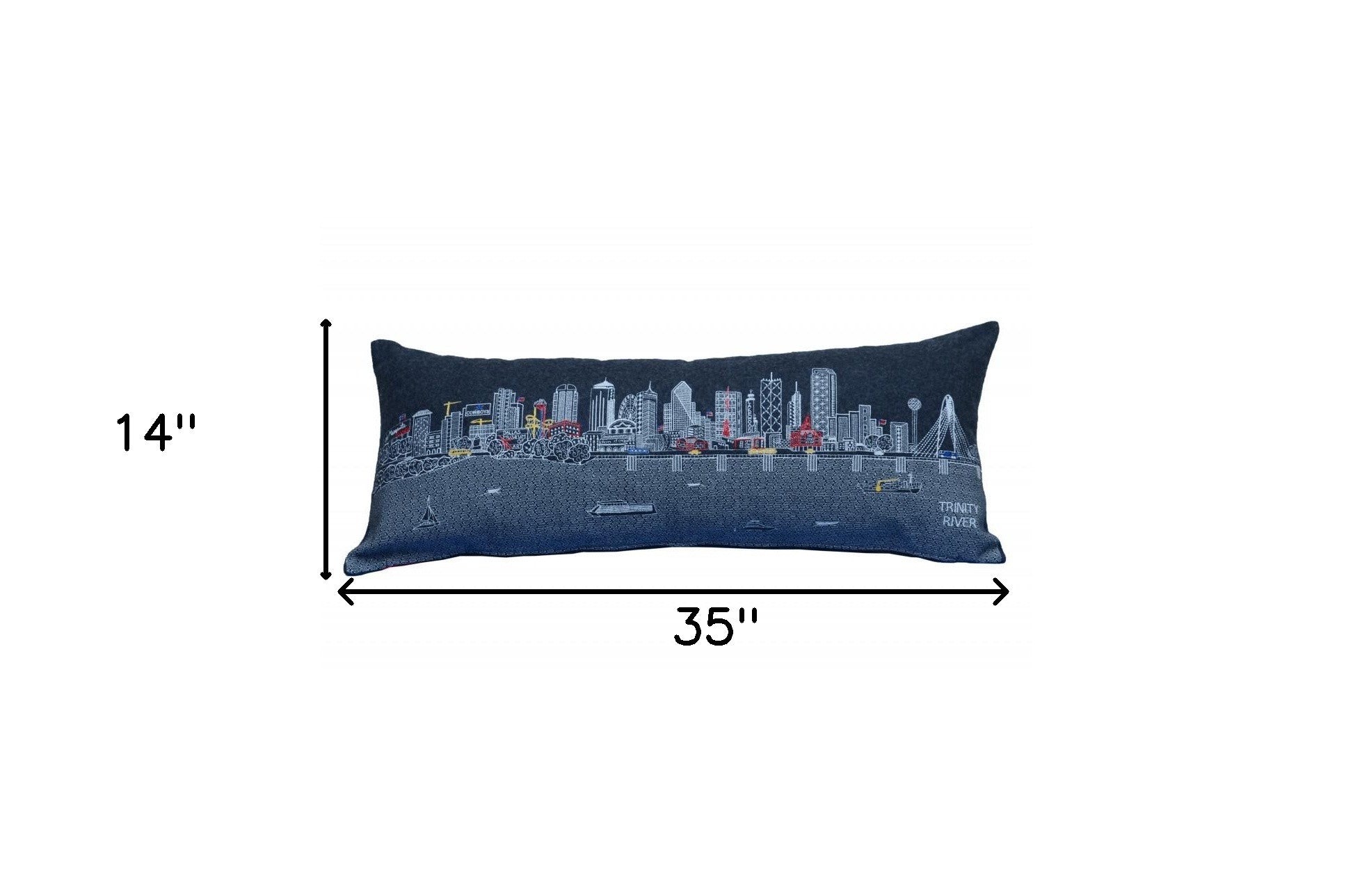 35" Black Dallas Nighttime Skyline Lumbar Decorative Pillow - Homeroots - Flyclothing LLC